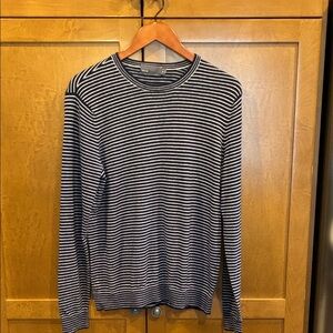 Vince 85% cotton 15% cashmere blend black blue/white striped ultralight sweater.